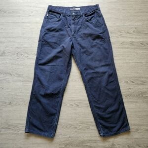 Carhartt x Caterpillar 36x32 Men's Navy Fire Resistant Loose Fit Canvas Pants